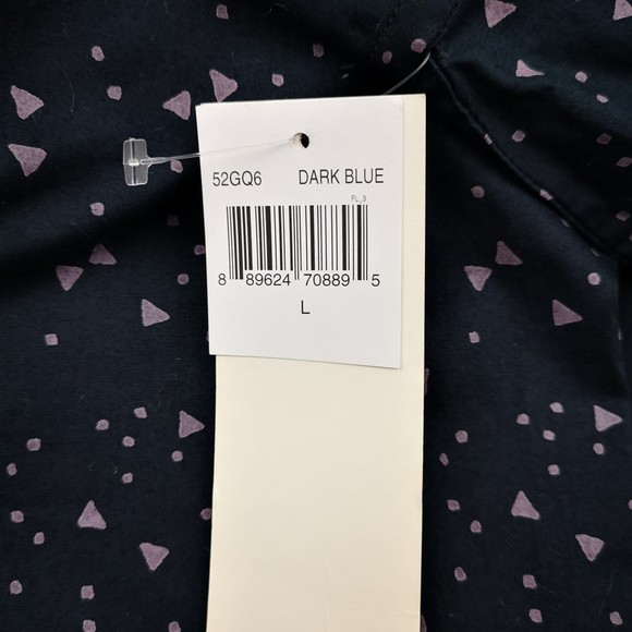 French Connection Collar Shirt Blue Triangle Print Men Size Large NEW Slim fit - Picture 8 of 10